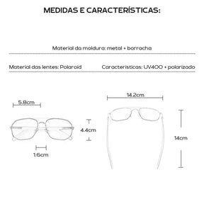 Óculos de sol GCV® Proteção UV400 + polarizado